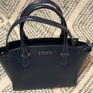 kate spade Blue Satchel with Structured Shape and Textured Leather